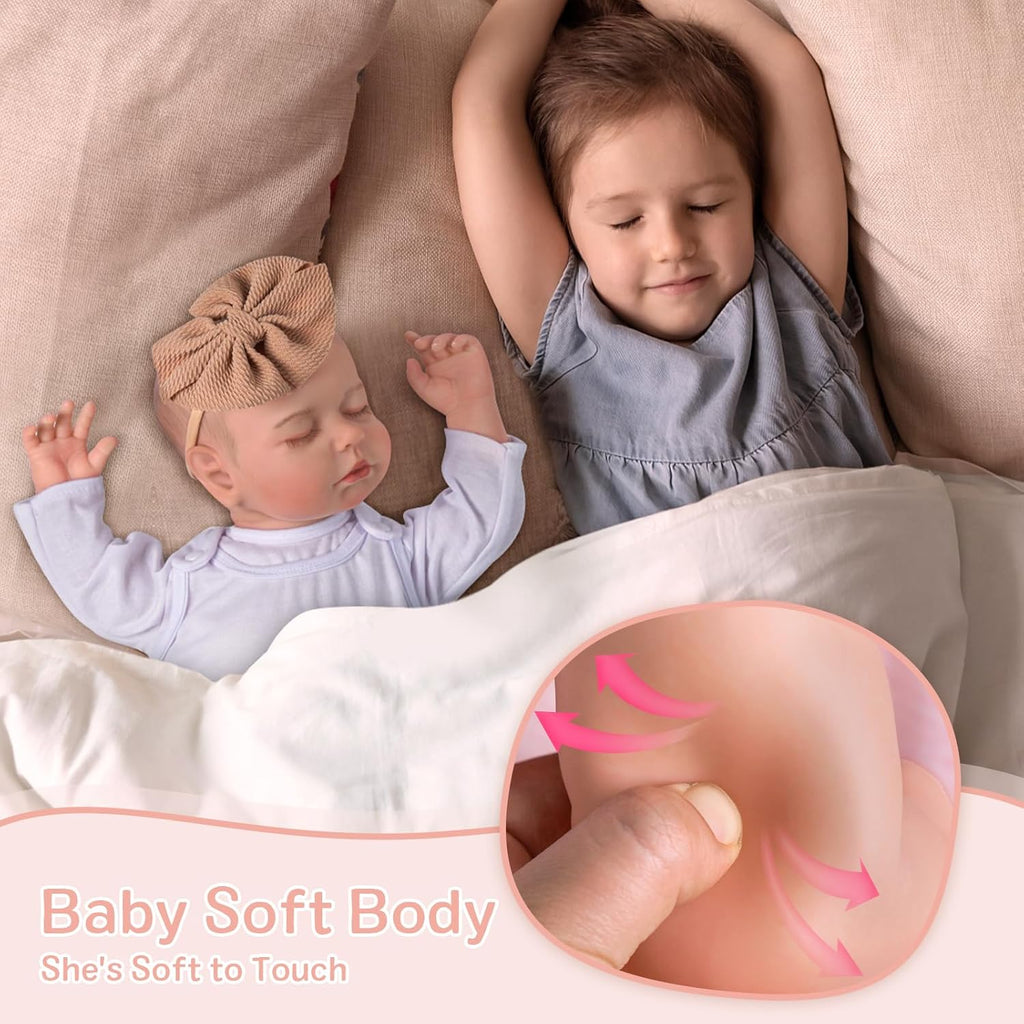 JIZHI Lifelike Reborn Baby Doll 20in Soft Body Sleeping Girl with Feeding Kit R41364