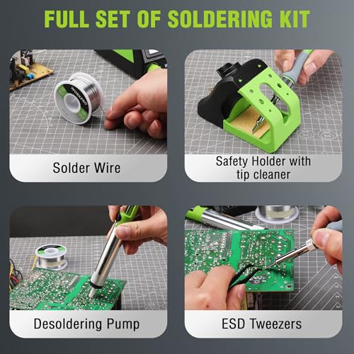 WORKPRO Soldering Station 60W Digital Display Soldering Iron Kit with 5 Extra Tips R91490