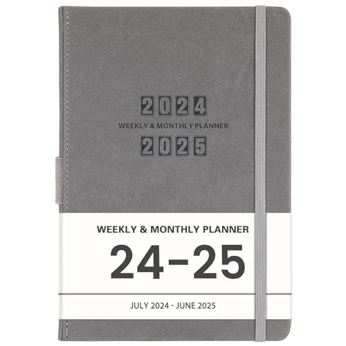 2024-2025 Planner - 12-Months Weekly Monthly Planner 2024-2025, July 2024 - Jun 2025, 5.75" x 8.25", Saffiano Leather with Thick Paper, Back Pocket with 40 Notes Pages - Brown