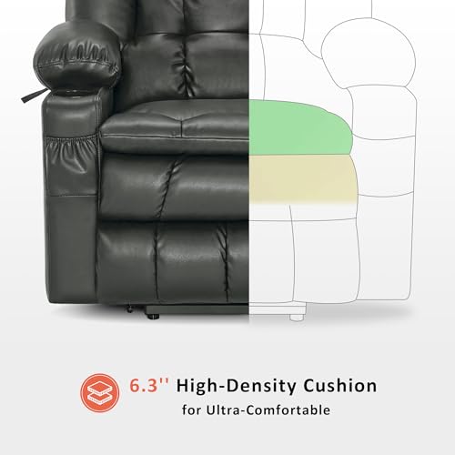 MCombo Dual Motor Power Lift Recliner Chair for Elderly with Heat and Massage, Black E570141