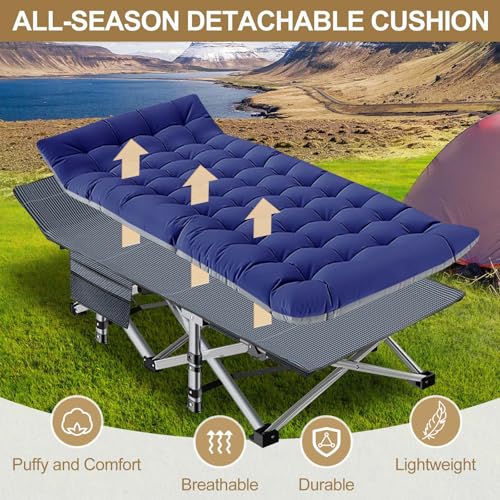DoCred Folding Camping Cot with Mattress, 2 Pack, Heavy Duty for Adults, Portable with Carry Bag C814529