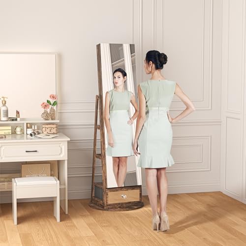 Jewelry Armoire with LED Light and Full-Length Mirror, White J9095
