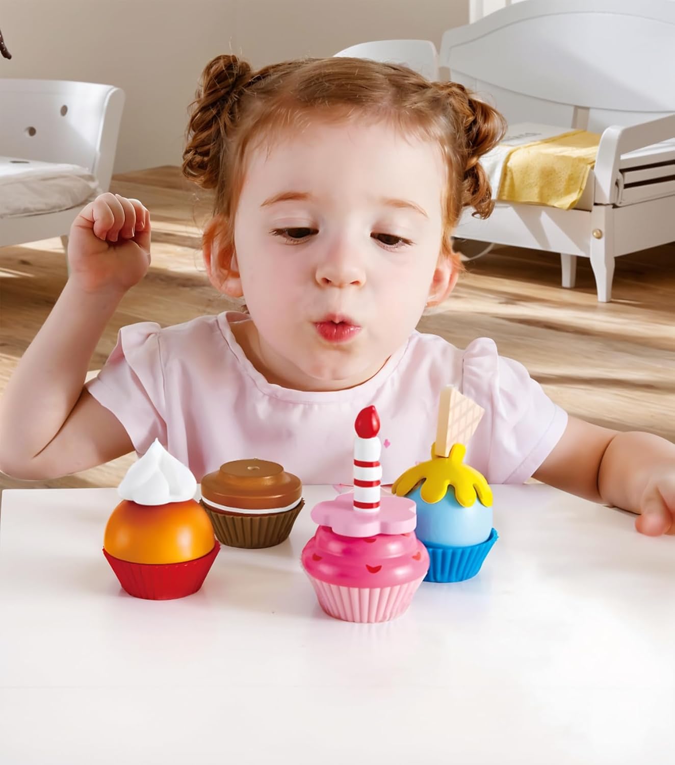 Hape Colorful Wooden Cupcakes Pretend Play Food Kitchen Toy U311