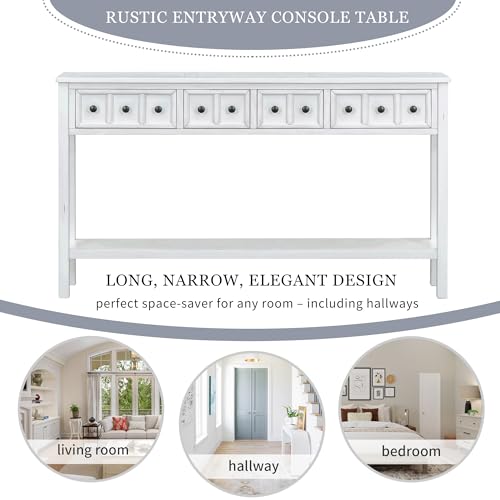 YUNLife Sideboard Console Table with 2 Drawers and Bottom Shelf O3573