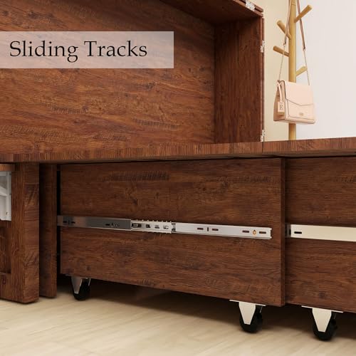 Murphy Bed Queen Cabinet with Charging Station and Storage Drawer J989