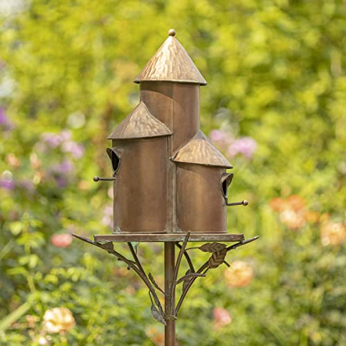 Large Copper Multi-Birdhouse Stakes for 4 Bird Families A740