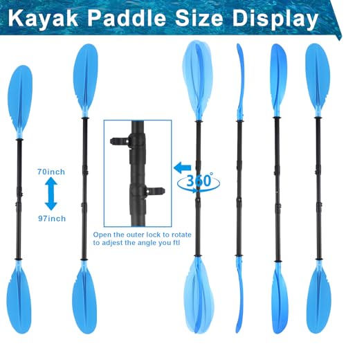 Kayak Paddle 4 Pieces Telescopic 70-97 inch for Kayaking Canoeing Boating Z1995