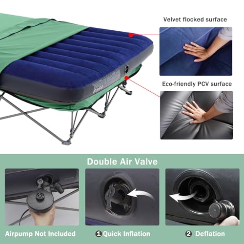 KAMPKEEPER Folding Camping Cot with Inflatable Air Mattress and Carry Bag M949