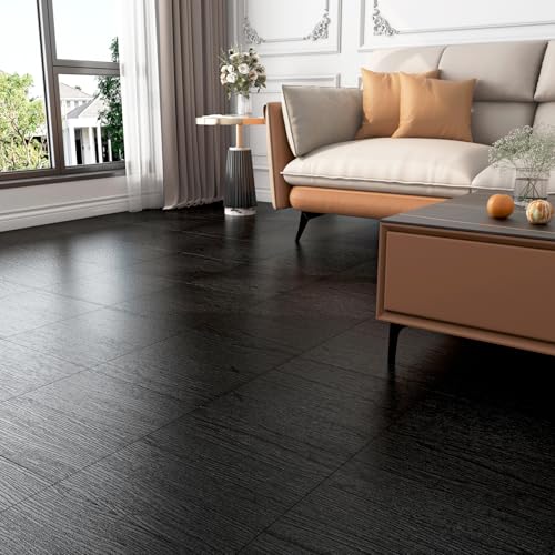 FunStick 17-Pack 6"x36" Peel and Stick Floor Tile Black Wood Vinyl Plank Waterproof S771