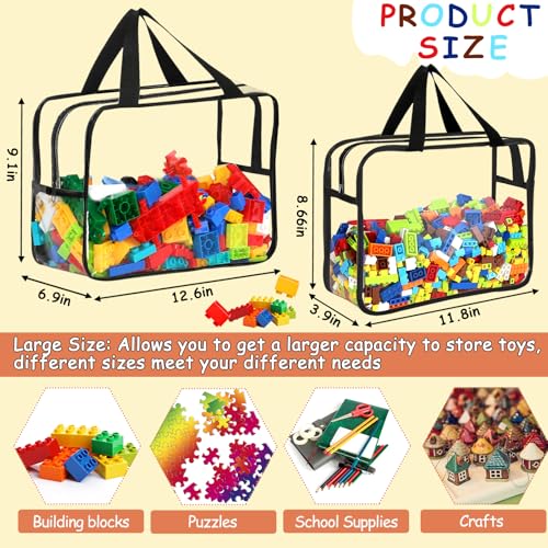 6 Packs Large Toy Storage Bags with Labels, Clear PVC Organizer with Zipper W66156