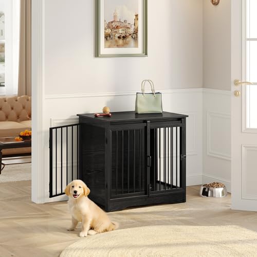 Dog Crate Furniture with Barn Door for Small Medium Dogs, Rustic Brown P911