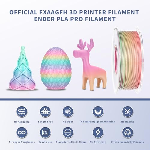 Rainbow 3D PLA Printer Filament 1.75mm Matte, 1kg P386477