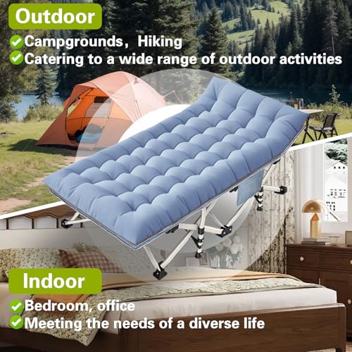 XXL Camping Cot for Adults with Mattress Heavy Duty Folding Bed with Carry Bag H5280