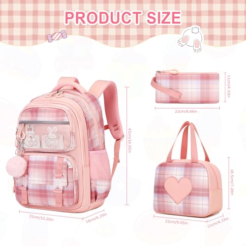 Bevalsa School Backpack for Girls with Lunch Box, Purple G34967