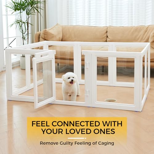Clear Acrylic Dog Playpen for Small & Medium Pets, 30.3" Height, 10 Panels E1222