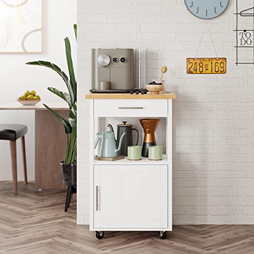 Shintenchi Kitchen Island Cart with Storage on Wheels, White V99091