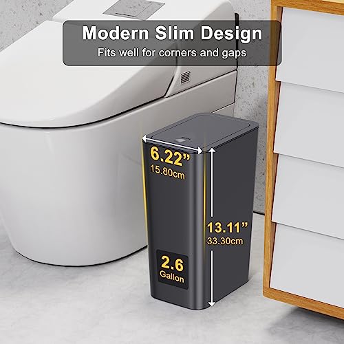 NETDOT Bathroom Trash Can with Lid 3 Pack Set, Grey O156082