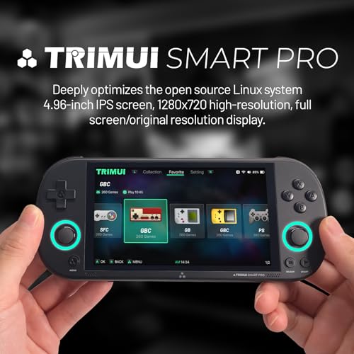 Trimui Smart Pro 4.96" Handheld Game Console with 128G SD Card (Black) U327