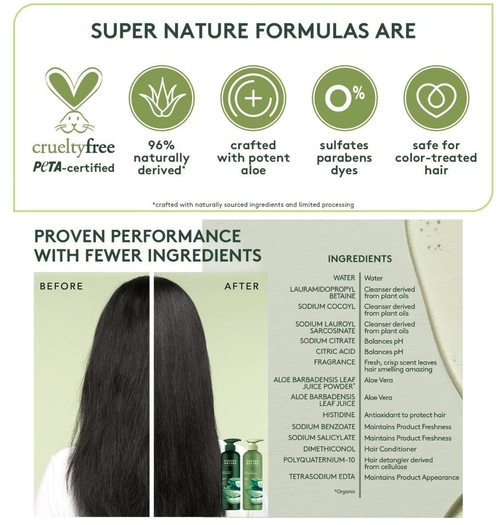 Super Nature Potent Aloe Moisture Shampoo and Conditioner, Sulfate-Free, 30 Fl Oz A72846