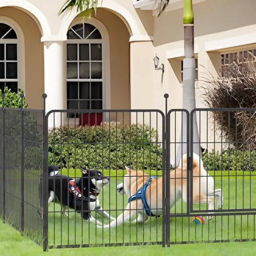 Dog Playpen 32 Inch Heavy Duty Folding Indoor Outdoor Pet Exercise Fence with Door for Large Medium Dogs H857