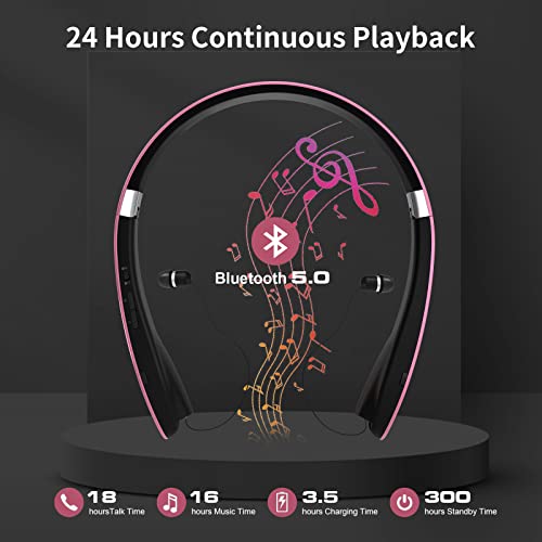 Dpvisn Bluetooth Neckband Headphones with Retractable Earbuds, Noise Cancelling, Black G697