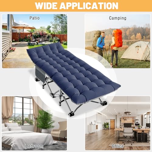 DoCred Folding Camping Cot with Mattress, 2 Pack, Heavy Duty for Adults, Portable with Carry Bag C814529