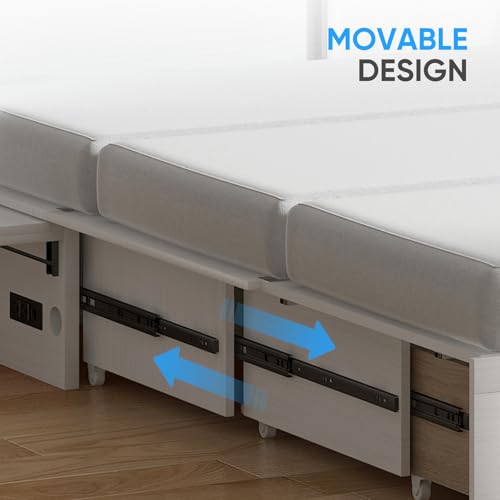 PUREMIND Murphy Bed Cabinet with Mattress, Queen Wallbed with 2 Storage Drawers and USB Charging G406357