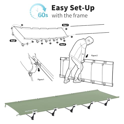 Naturehike GreenWild Ultralight Folding Camping Cot, Portable Bed for Adults, Black E2550