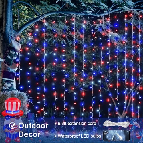 JMEXSUSS 300 LED Remote Control Christmas Curtain Lights, Warm White V64841