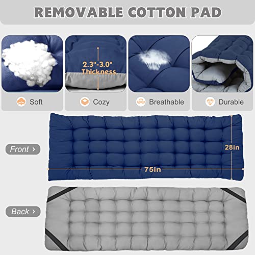 ABORON Folding Camping Cot with Mat for Adults, Heavy Duty Outdoor Bed with Carry Bag C211720
