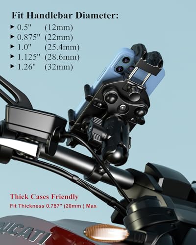 BRCOVAN Motorcycle Phone Holder with Vibration Dampener, Anti-Theft Mount for 5.4''-7.2'' Smartphones C49279