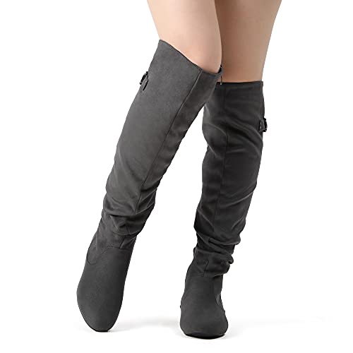 DREAM PAIRS Women's Suede Over The Knee Winter Boots Q729