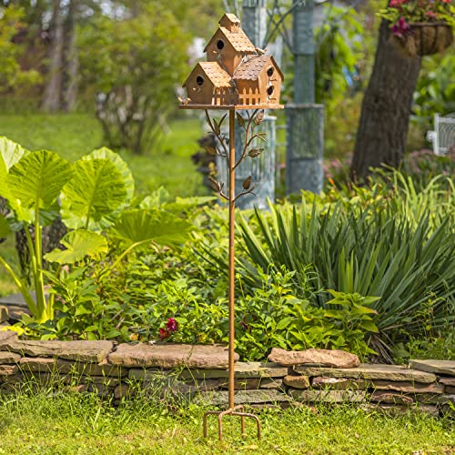 Large Copper Multi-Birdhouse Stakes for 4 Bird Families A740