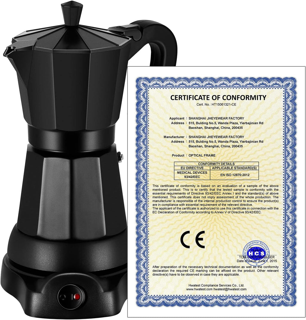 SHANGSKY Electric Moka Pot Coffee Maker, 6 Cup Aluminum F613