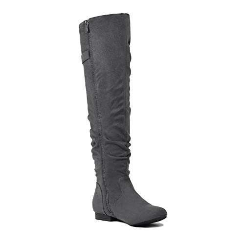 DREAM PAIRS Women's Suede Over The Knee Winter Boots Q729