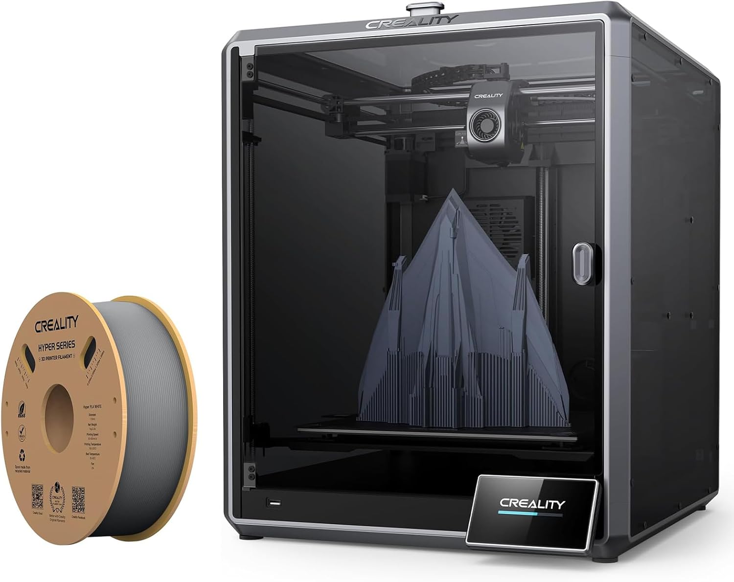 Creality K1 Max 3D Printer, 600mm/s Max Speed 3D Printers Bundle High-Speed PLA Filament Grey