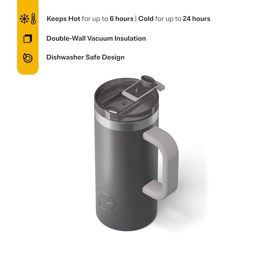 RTIC 20oz Road Trip Travel Mug with Lid and Handle, Insulated Stainless Steel P393441