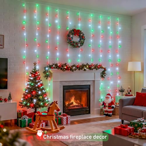 JMEXSUSS 300 LED Remote Control Christmas Curtain Lights, Warm White V64841