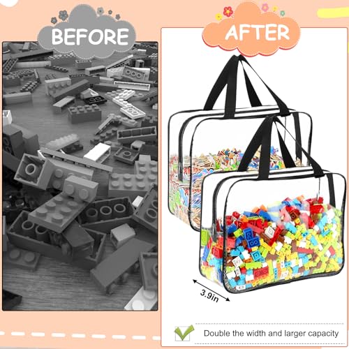 6 Packs Large Toy Storage Bags with Labels, Clear PVC Organizer with Zipper W66156