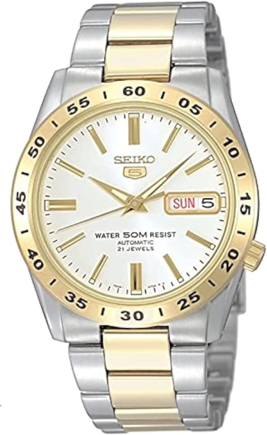 SEIKO SNKE04 Automatic Watch for Men 5-7S Collection - Champagne Dial, Day/Date Calendar, Luminous Hands, Two-Tone Stainless Steel Case & Bracelet