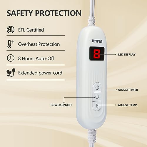 Electric Heated Blanket Full Size with Single Controller, 10 Heat Levels, 8-Hour Auto-Off H2730
