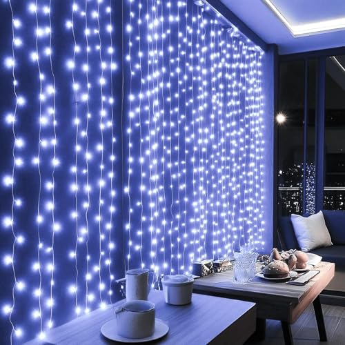 Dazzle Bright 300 LED Curtain Lights, Warm White, Plug in for Bedroom & Outdoor Decor X62406