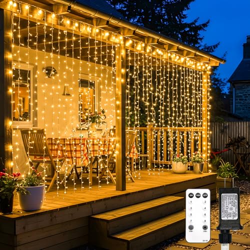 suddus Curtain Lights 300 LED Warm White for Bedroom, Outdoor & Christmas Decor K310