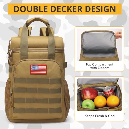 Tactical Insulated Backpack Cooler for Men, Waterproof Leak Proof E36356