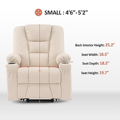 MCombo Small Power Lift Recliner Chair with Massage and Heat, Faux Leather, Dark Brown E441