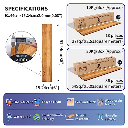 Self Adhesive Vinyl Flooring Planks Wood Effect Waterproof Grey 36pcs U963416