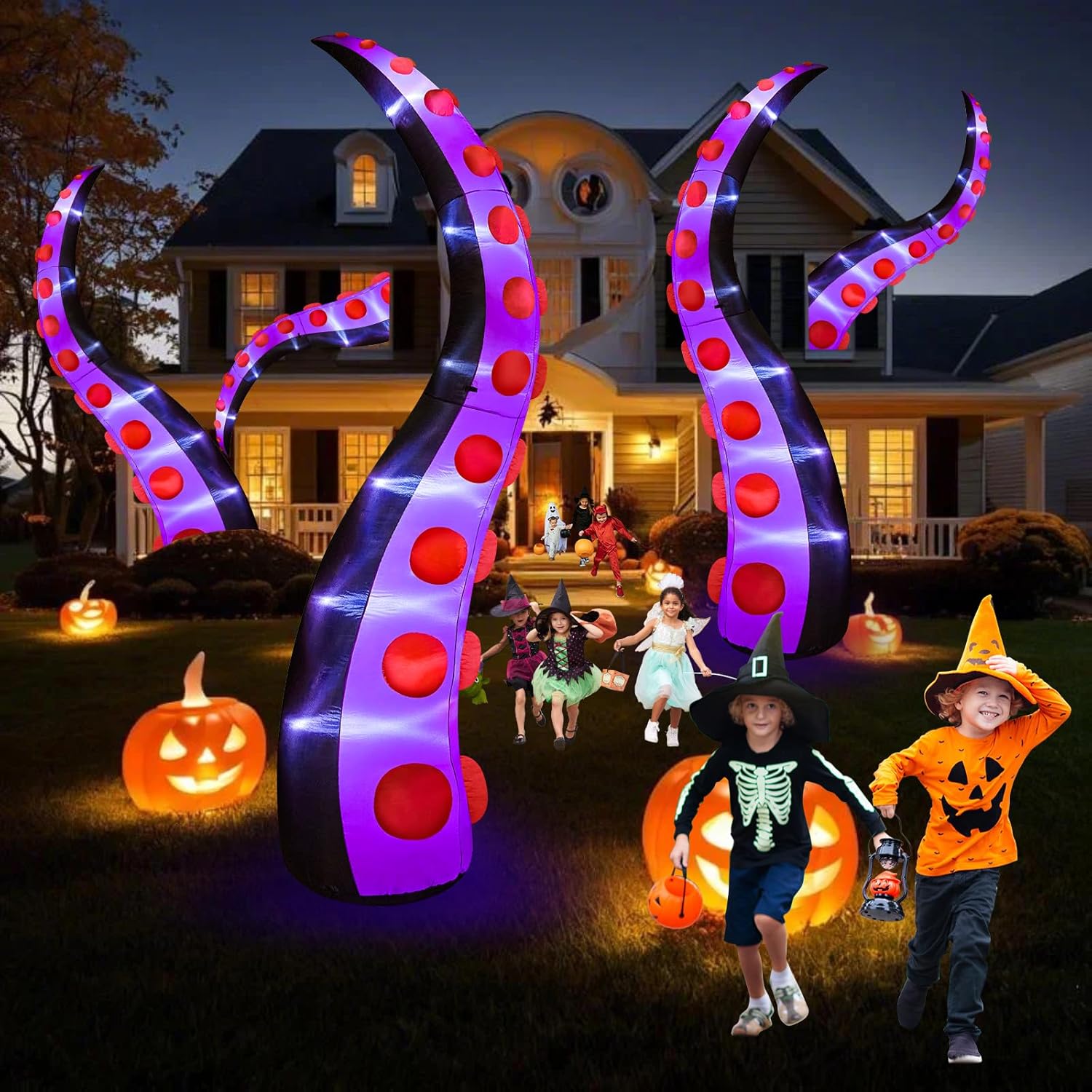 Danxilu 14 FT Halloween Inflatable Octopus with LED Lights Yard Decoration B900856