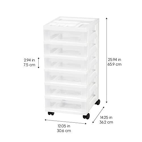 IRIS USA Plastic 10-Drawer Rolling Storage Cart with Wheels, White/Clear Y592371