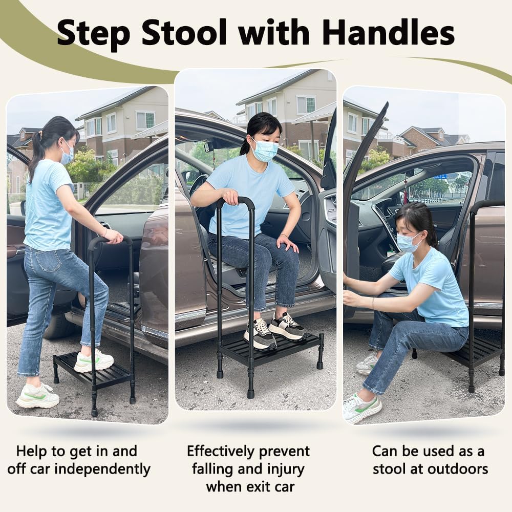 Medical Step Stool with Handle for Adults Seniors Bariatric 300lb H301