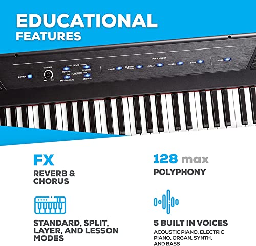 Alesis Recital 88 Key Digital Piano Keyboard with Semi Weighted Keys Q3138